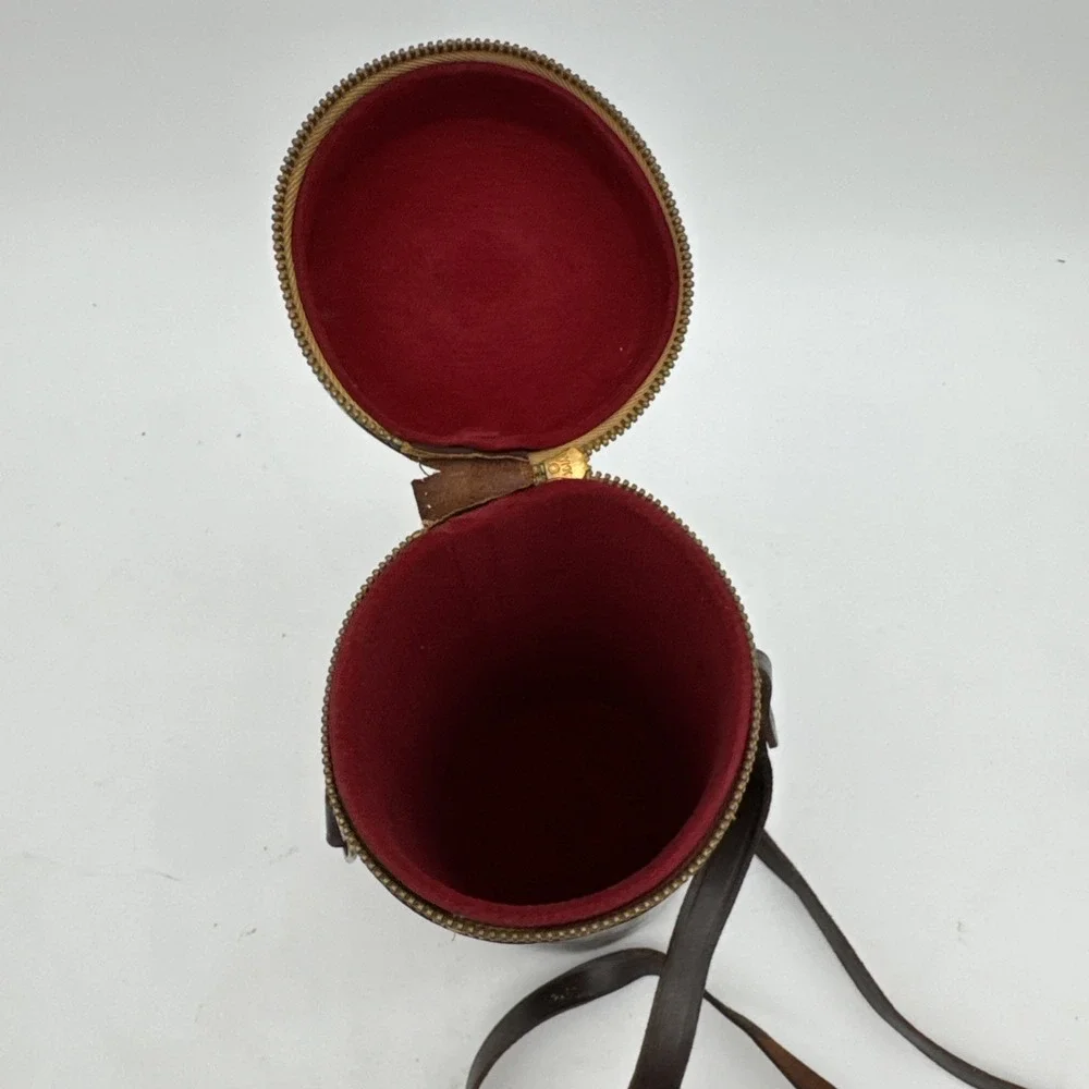 Unbranded Brown Leather Hard Lens Case 3.5 X 7
